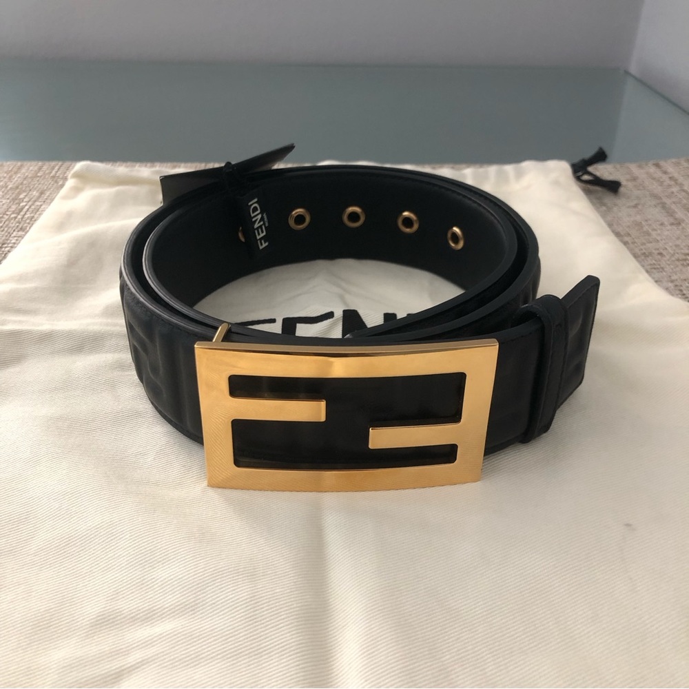 Fendi embossed leather belt black size 70 brand new - Picture 4 of 16